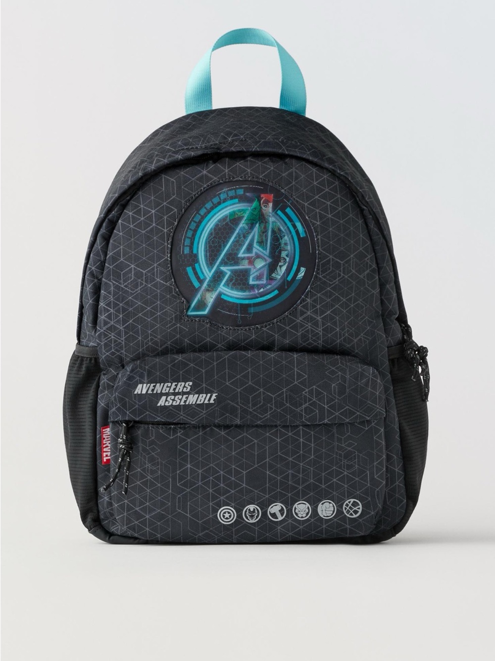 Marvel Kids Avengers Black Backpack with Teal Handle